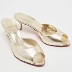 مملوكة مسبقًا Christian Louboutin Gold Leather Me Dolly Slide Sandals Size 37