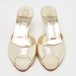 مملوكة مسبقًا Christian Louboutin Gold Leather Me Dolly Slide Sandals Size 37