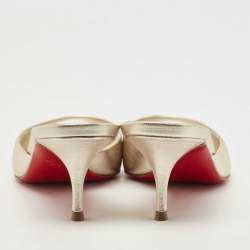 مملوكة مسبقًا Christian Louboutin Gold Leather Me Dolly Slide Sandals Size 37