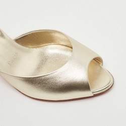 مملوكة مسبقًا Christian Louboutin Gold Leather Me Dolly Slide Sandals Size 37