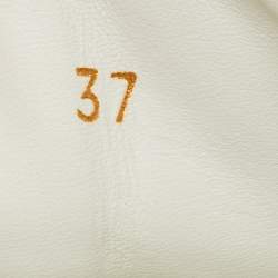 Pre Owned Christian Louboutin Neon Peach Patent Leather Louis Junior Low Top Sneakers Size 37