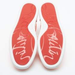 Pre Owned Christian Louboutin Neon Peach Patent Leather Louis Junior Low Top Sneakers Size 37