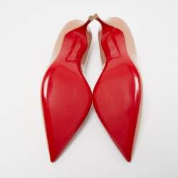 Christian Louboutin Beige Patent Leather Pigalle Pointed Toe Pumps Size 36.5