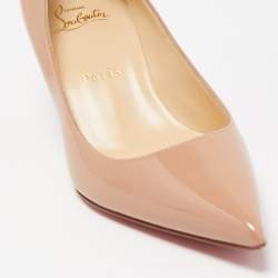 Christian Louboutin Beige Patent Leather Pigalle Pointed Toe Pumps Size 36.5
