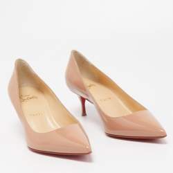 Christian Louboutin Beige Patent Leather Pigalle Pointed Toe Pumps Size 36.5