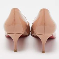 Christian Louboutin Beige Patent Leather Pigalle Pointed Toe Pumps Size 36.5