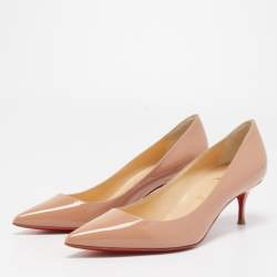 Christian Louboutin Beige Patent Leather Pigalle Pointed Toe Pumps Size 36.5