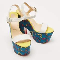 Pre Owned Christian Louboutin White Leather Bella Tige Sandals Size 37