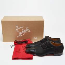 Pre Owned Christian Louboutin Black Mesh Leather Greggo Lace Up Oxfords Size 40