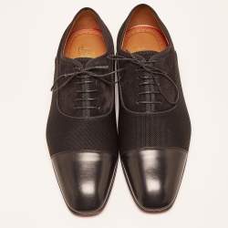Pre Owned Christian Louboutin Black Mesh Leather Greggo Lace Up Oxfords Size 40