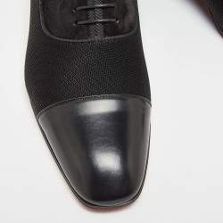 Pre Owned Christian Louboutin Black Mesh Leather Greggo Lace Up Oxfords Size 40