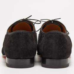 Pre Owned Christian Louboutin Black Mesh Leather Greggo Lace Up Oxfords Size 40