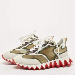 Pre Owned Christian Louboutin  Two Tone Leather and Mesh Sharkina Sneakers Size 40