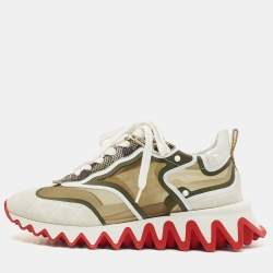 Pre Owned Christian Louboutin  Two Tone Leather and Mesh Sharkina Sneakers Size 40
