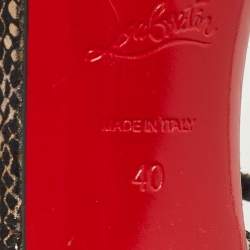 Christian Louboutin Black/Gold Laminated Suede Loubiloo Sandals Size 40