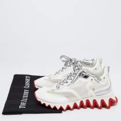 Pre Owned Christian Louboutin White Leather and Mesh Loubishark Sneakers Size 36