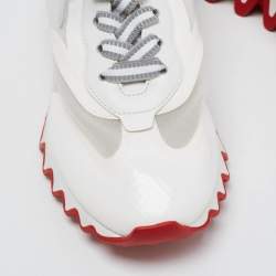 Pre Owned Christian Louboutin White Leather and Mesh Loubishark Sneakers Size 36