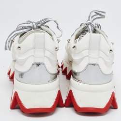 Pre Owned Christian Louboutin White Leather and Mesh Loubishark Sneakers Size 36
