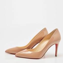 Pre Owned Christian Louboutin Beige Patent Leather So Kate Pumps Size 40