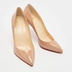 Pre Owned Christian Louboutin Beige Patent Leather So Kate Pumps Size 40