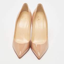 Pre Owned Christian Louboutin Beige Patent Leather So Kate Pumps Size 40