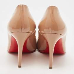 Pre Owned Christian Louboutin Beige Patent Leather So Kate Pumps Size 40