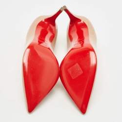 Pre Owned Christian Louboutin Beige Patent Leather So Kate Pumps Size 40
