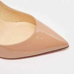 Pre Owned Christian Louboutin Beige Patent Leather So Kate Pumps Size 40