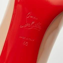 Pre Owned Christian Louboutin Beige Patent Leather So Kate Pumps Size 40