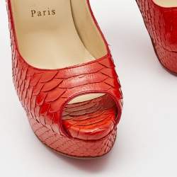 Christian Louboutin Orange Python Lady Peep Pumps Size 39.5