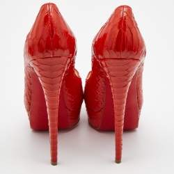 Christian Louboutin Orange Python Lady Peep Pumps Size 39.5