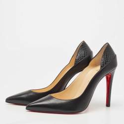 Pre Owned Christian Louboutin Black Leather Maastricht Pumps Size 40