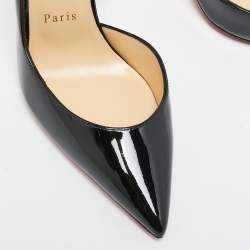 Christian Louboutin Black Patent Leather Iriza D'orsay Pointed Toe Pumps Size 38