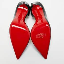 Christian Louboutin Black Patent Leather Iriza D'orsay Pointed Toe Pumps Size 38