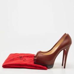 Pre Owned Christian Louboutin Brown Leather Altadama Pumps Size 39.5