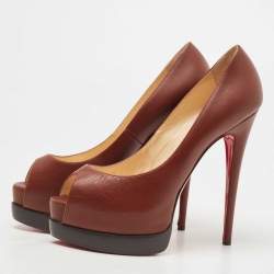 Pre Owned Christian Louboutin Brown Leather Altadama Pumps Size 39.5