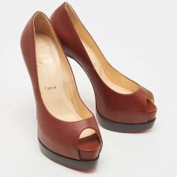 Pre Owned Christian Louboutin Brown Leather Altadama Pumps Size 39.5