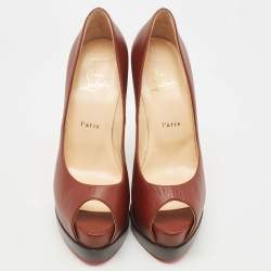 Pre Owned Christian Louboutin Brown Leather Altadama Pumps Size 39.5