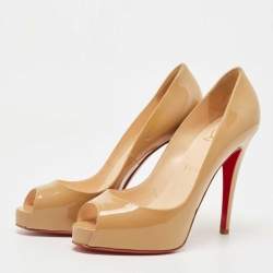 Christian Louboutin Beige Patent Very Prive Pumps Size 38