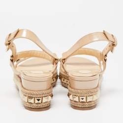 Christian Louboutin Beige Patent Leather Cataclou Sandals Size 36