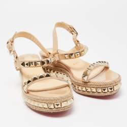 Christian Louboutin Beige Patent Leather Cataclou Sandals Size 36