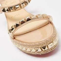 Christian Louboutin Beige Patent Leather Cataclou Sandals Size 36