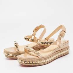 Christian Louboutin Beige Patent Leather Cataclou Sandals Size 36