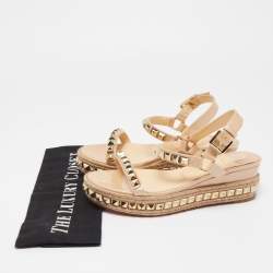Christian Louboutin Beige Patent Leather Cataclou Sandals Size 36