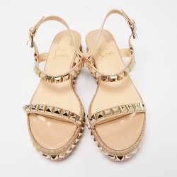 Christian Louboutin Beige Patent Leather Cataclou Sandals Size 36