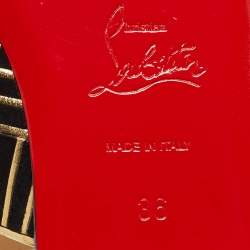 مملوكة مسبقًا Christian Louboutin Black Suede and Leather Striped Flat Sandals Size 36