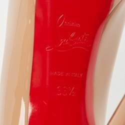 Pre Owned Christian Louboutin Beige Patent Leather New Simple Round Toe Pumps Size 36.5