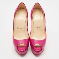 مملوكة مسبقًا Christian Louboutin Purple Leather Lady Peep Pumps Size 35