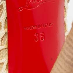 Pre Owned Christian Louboutin Two Tone Leather and Mesh Trotti Sandals Size 36