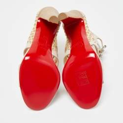 Pre Owned Christian Louboutin Two Tone Leather and Mesh Trotti Sandals Size 36